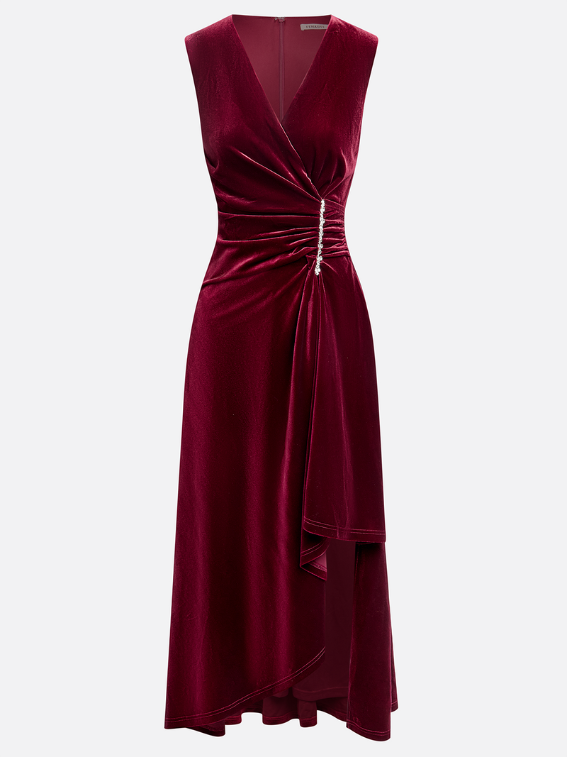 Raelynn - Velvet Rhinestone Midi Dress