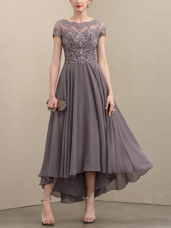 Amy -  Chiffon Lace Elegant Dress
