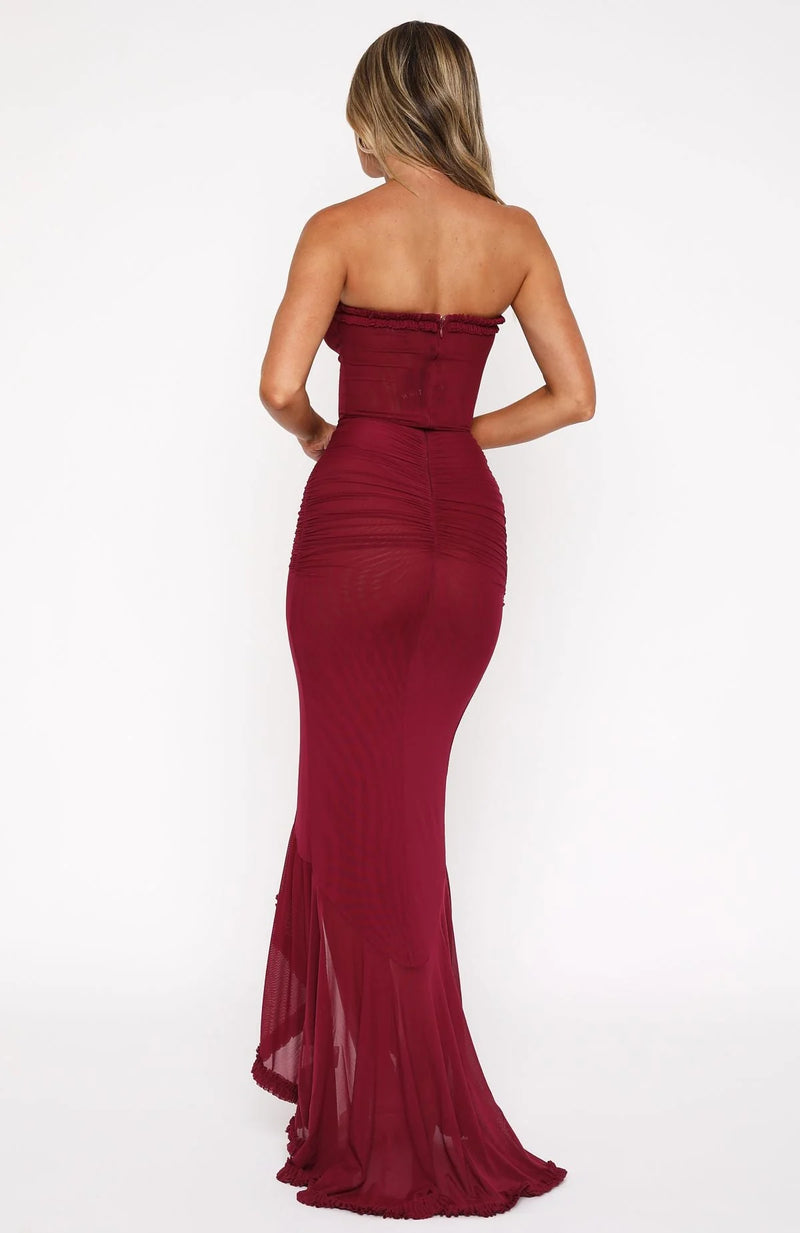 Ella - Burgundy Elegant Dress