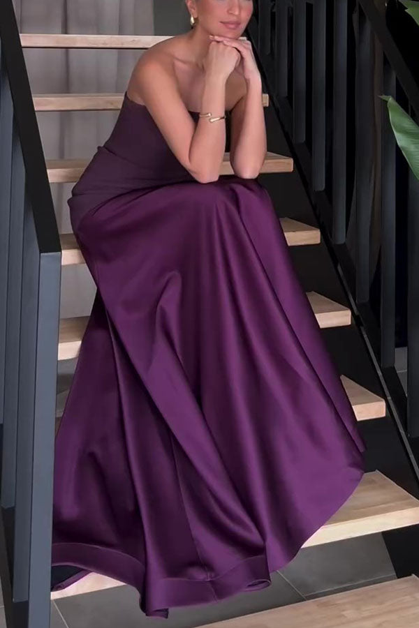 Elena - Satin Patchwork Flare Maxi Dress