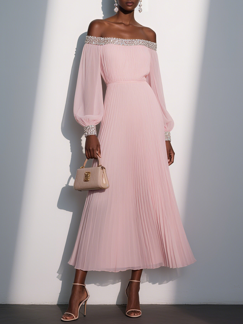 Soraya - Pleated Balloon Sleeve Dress