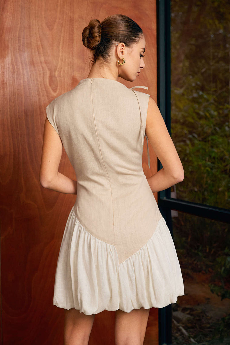 Roxie - Linen Ruched Sleeveless Dress