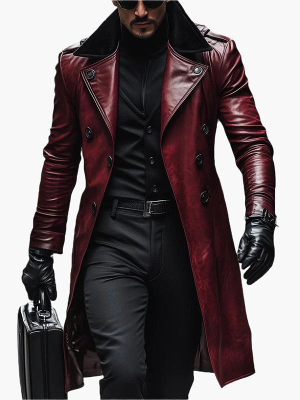William - Vintage Double-breasted Leather Coat