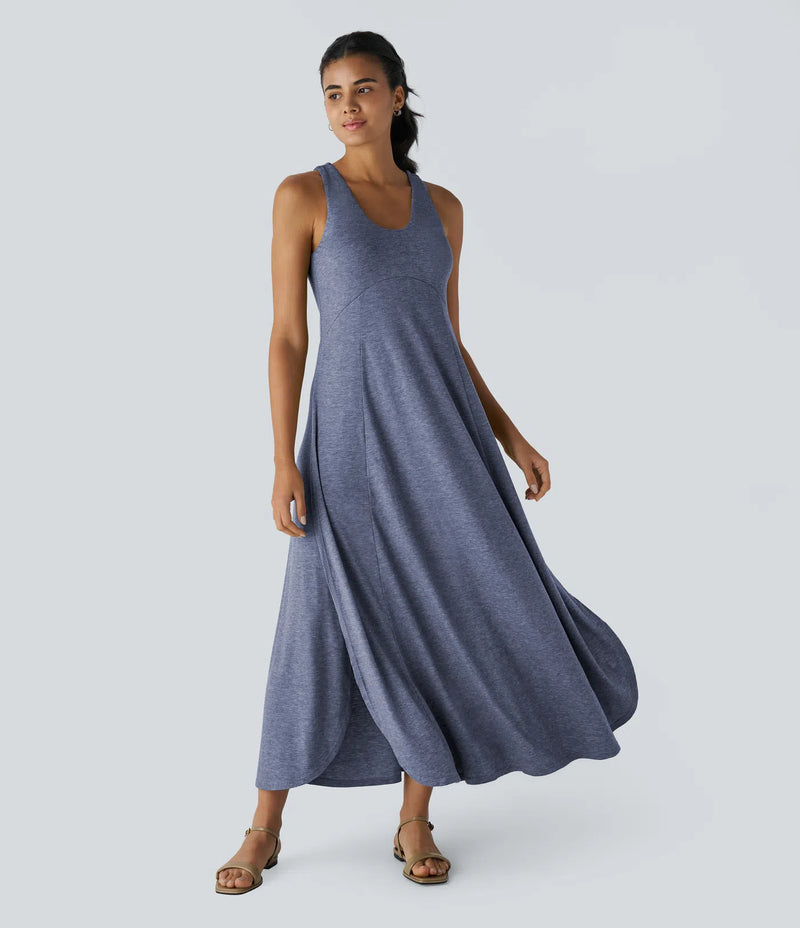 Luna - Flowy Split Backless Dress