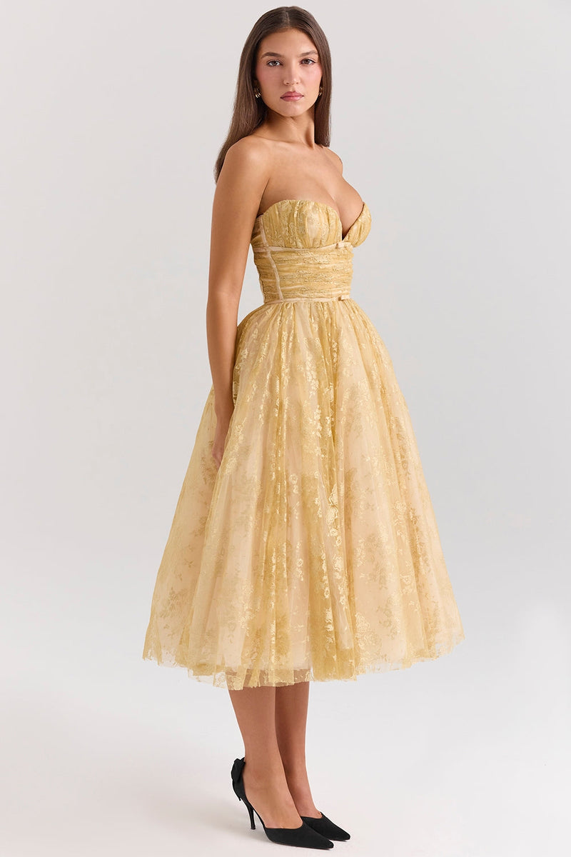 Millie - Golden Corset Dress