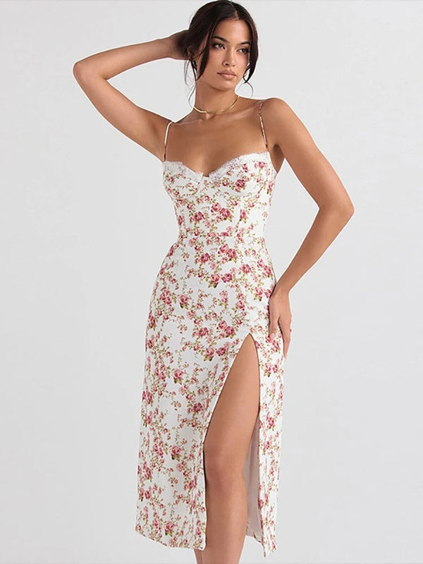 Ellie - Floral Split Sling Dress