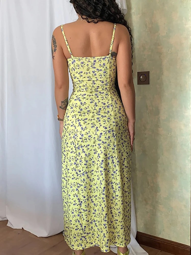 Ellie - Floral Split Sling Dress