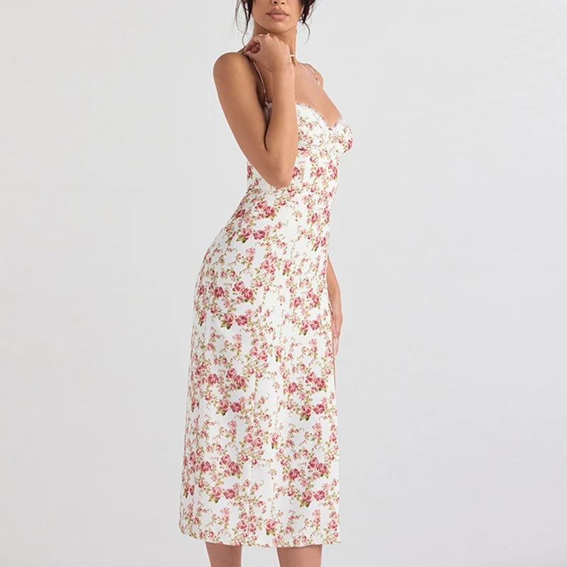 Ellie - Floral Split Sling Dress