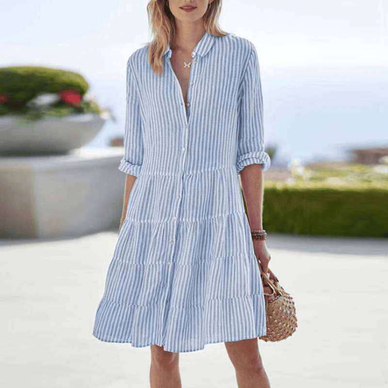 Sophie - Button Front Striped dress