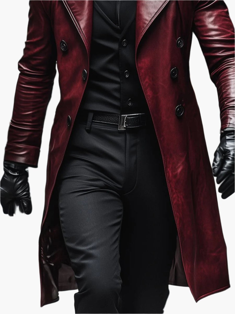 William - Vintage Double-breasted Leather Coat