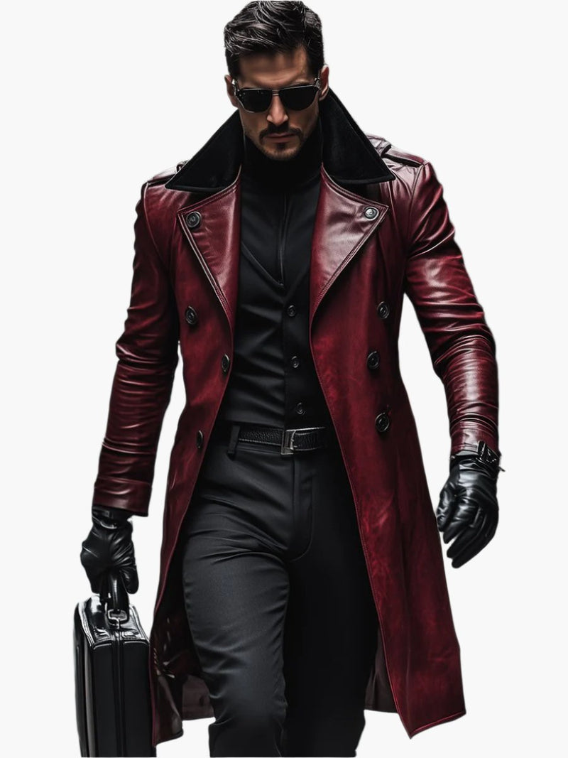 William - Vintage Double-breasted Leather Coat