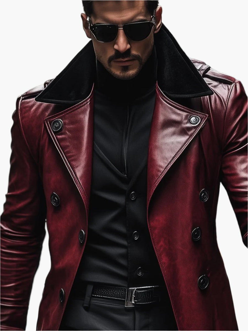 William - Vintage Double-breasted Leather Coat