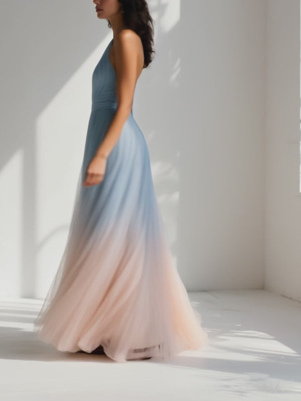 Elodie - Blue Pleated Maxi Dress