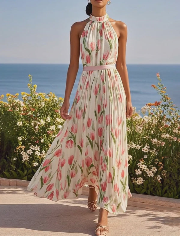 Avienne - Floral Crew Sleeveless Dress