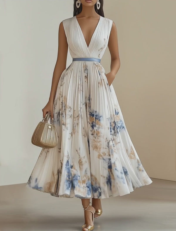 Sienna - Pleated Floral Chiffon Dress