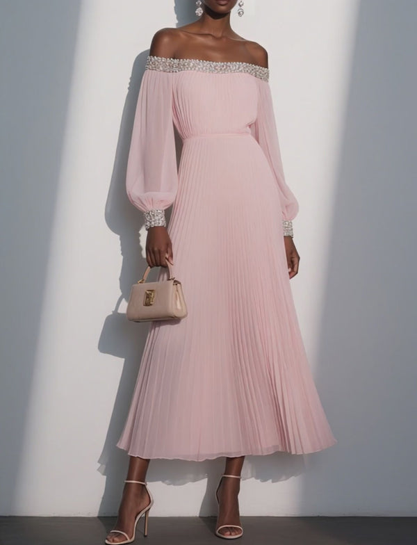 Soraya - Pleated Balloon Sleeve Dress