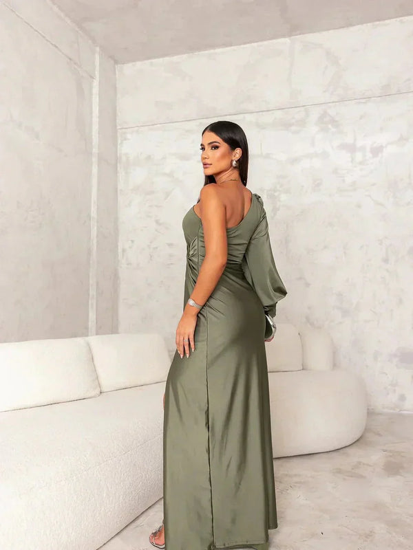 Victoria - Elegant Split Silk Dress