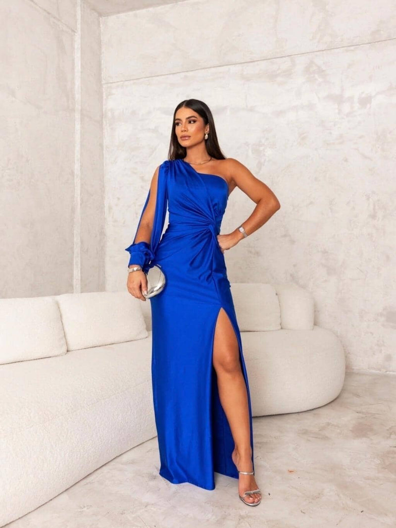 Victoria - Elegant Split Silk Dress