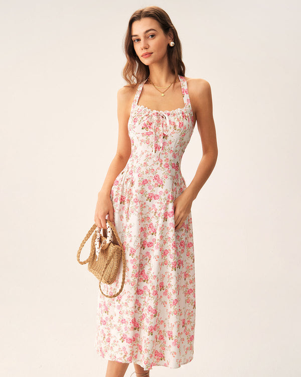 Ember - Floral Halter Midi Dress