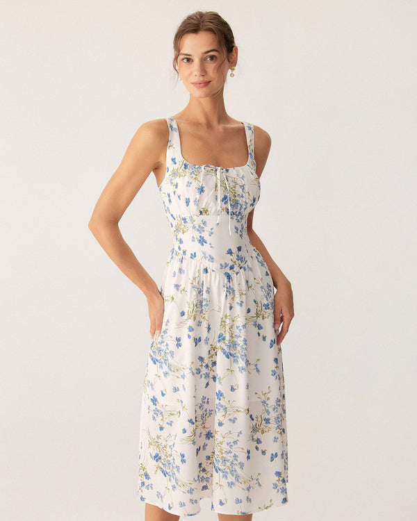 Tessa - Floral U Neck Midi Dress