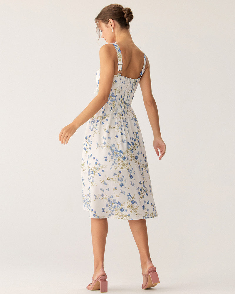 Tessa - Floral U Neck Midi Dress