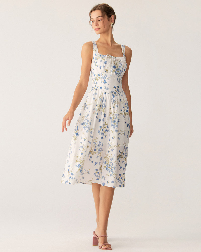 Tessa - Floral U Neck Midi Dress