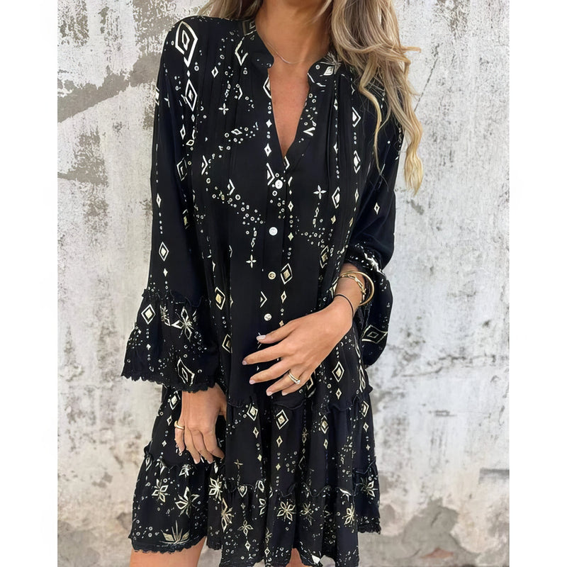 Bianca - Elegant Geometric Boho Dress