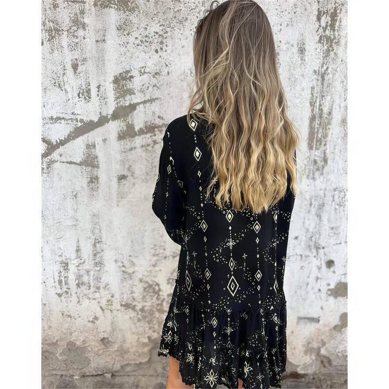 Bianca - Elegant Geometric Boho Dress