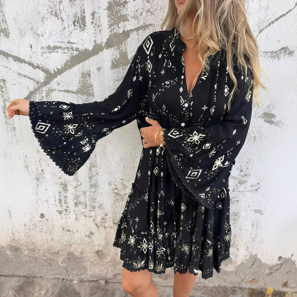 Bianca - Elegant Geometric Boho Dress