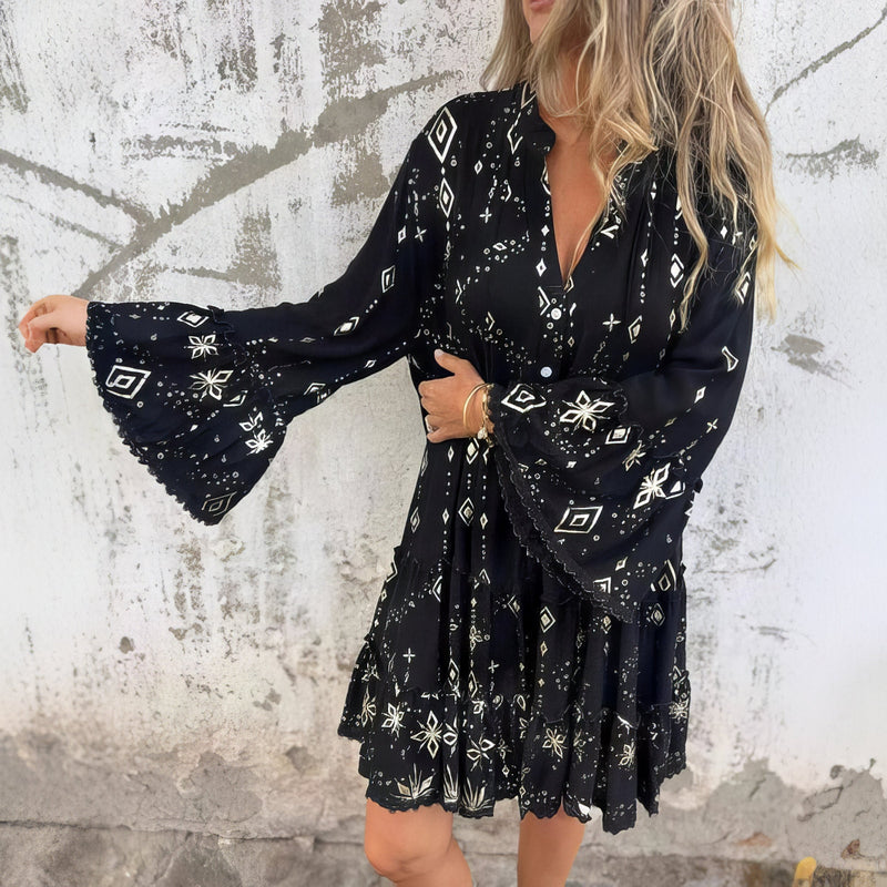 Bianca - Elegant Geometric Boho Dress