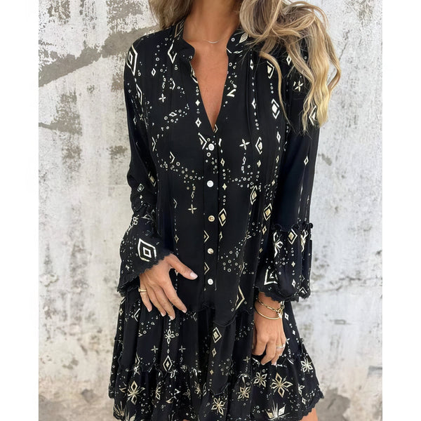 Bianca - Elegant Geometric Boho Dress