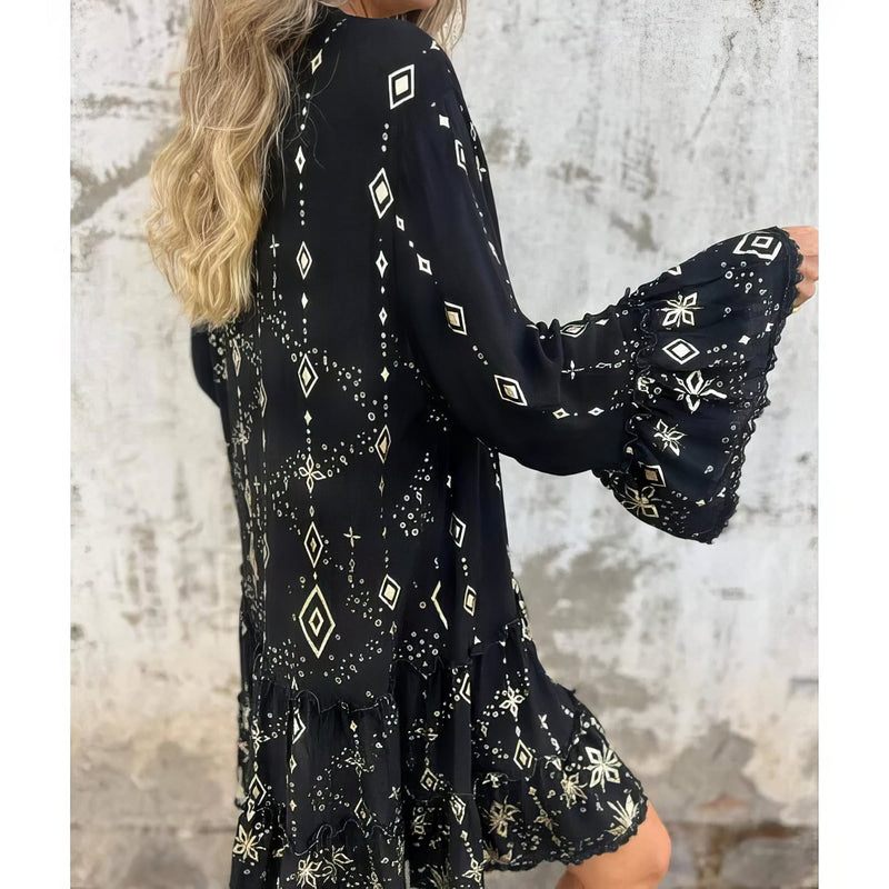 Bianca - Elegant Geometric Boho Dress