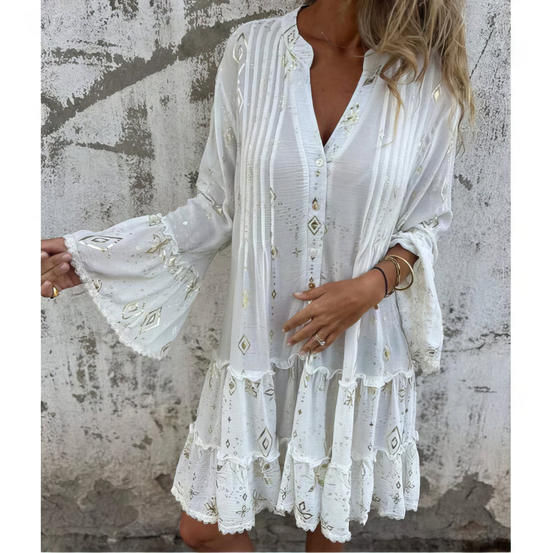 Bianca - Elegant Geometric Boho Dress