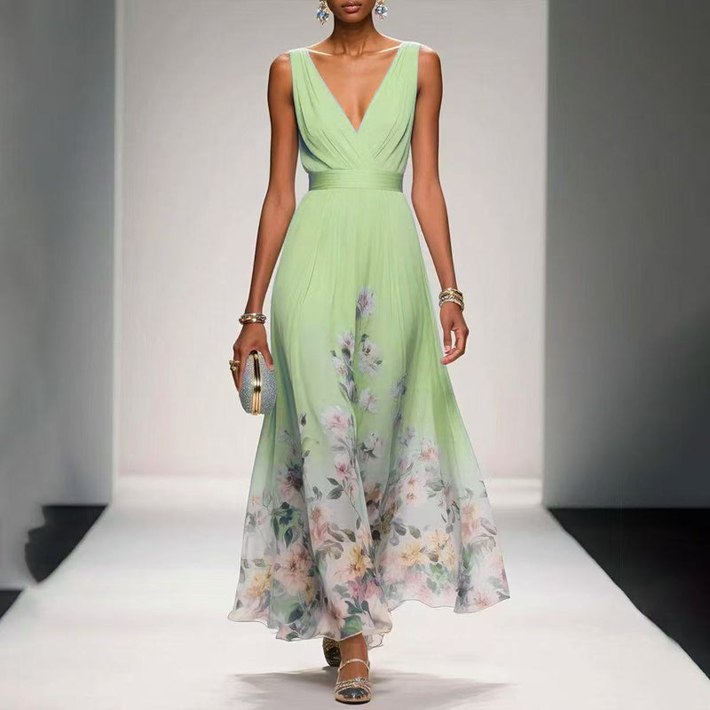 Zarae - V Neck Sleeveless Maxi Dress